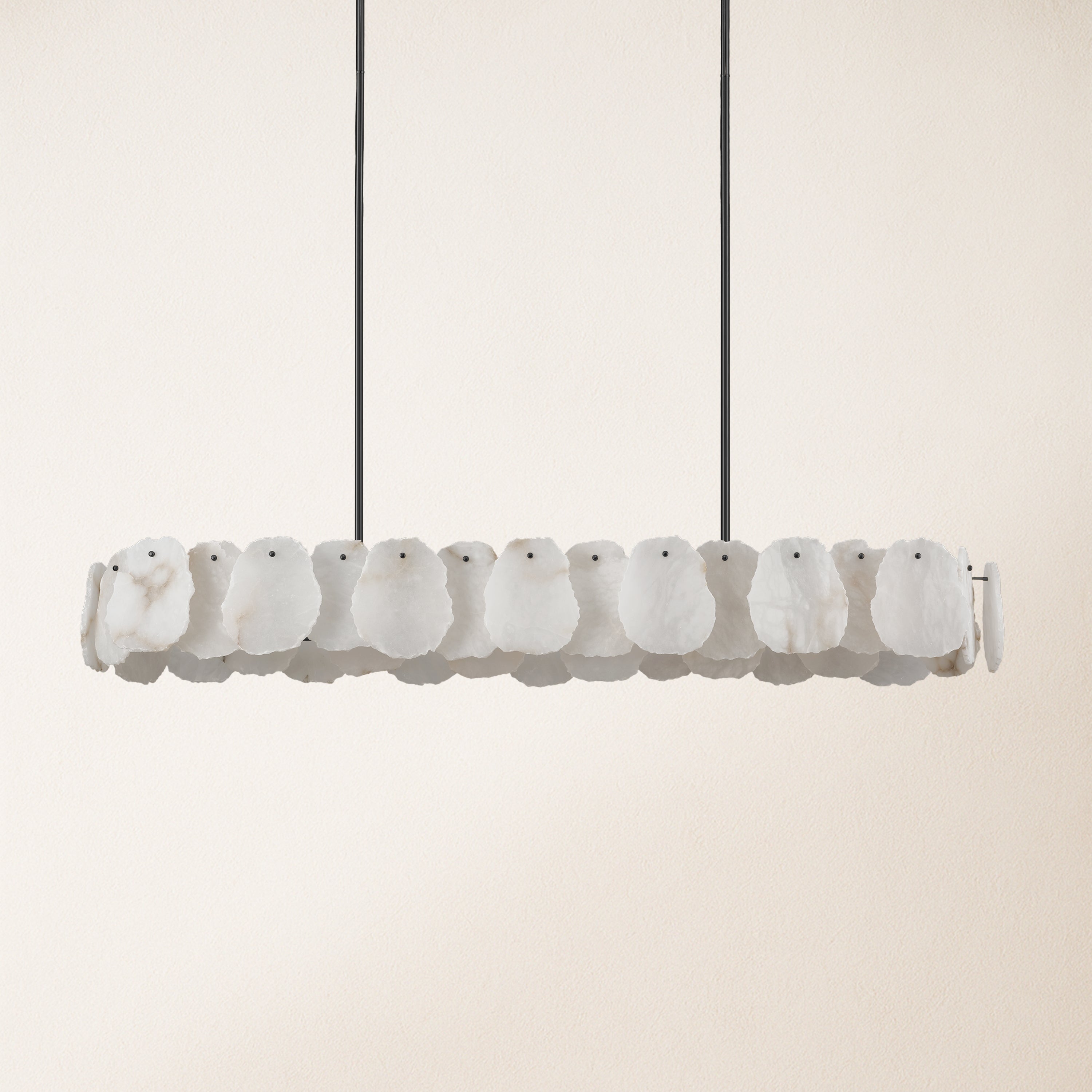 Ovaler Kronleuchter „Moira“ aus Alabaster, 147,7 cm Breite