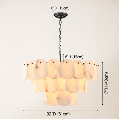 Moira Alabaster Multi-Tier Round Chandelier 32"D#Finish_Black