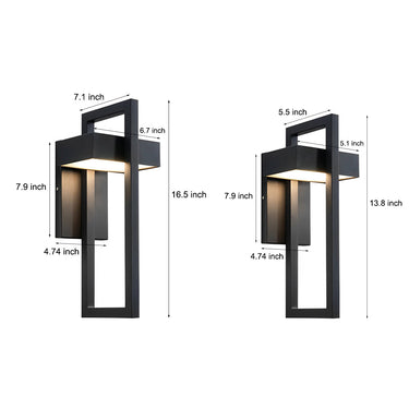 Rechteckige minimalistische LED-wasserdichte schwarze moderne Außenwandleuchte