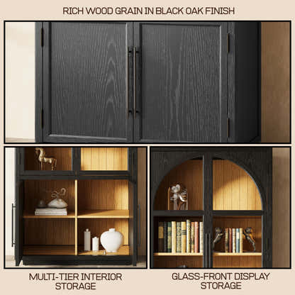 Aurae Arched Bookcase with Cabinet 80"H