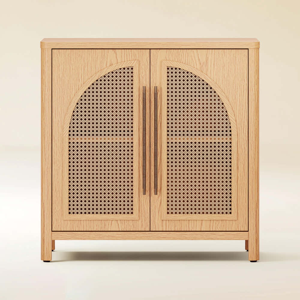 Arden Cane 32“ Oak Storage Cabinet