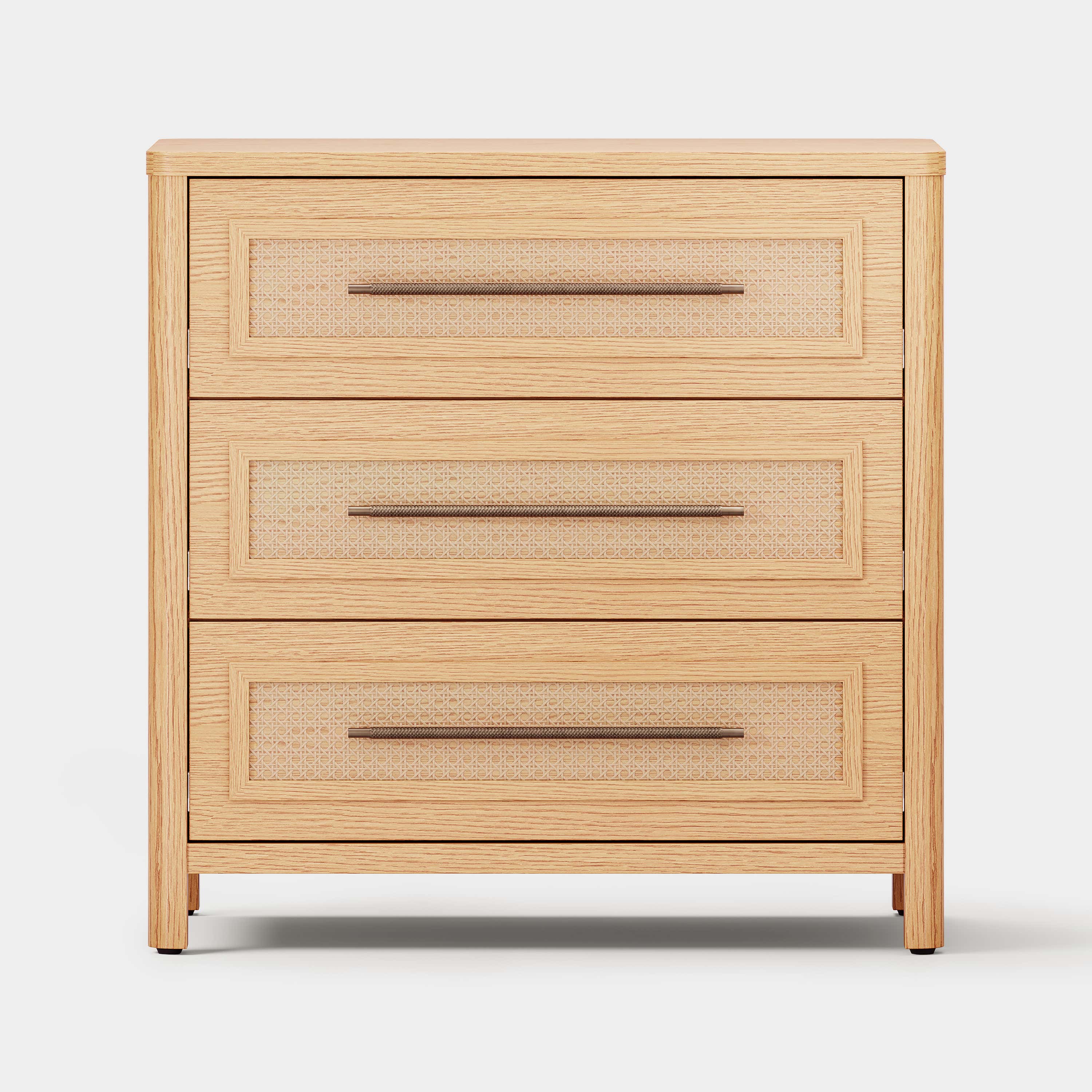 Arden Cane 32" Oak 3-Drawer Chest