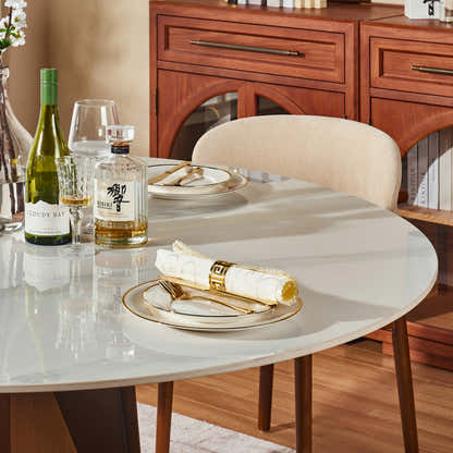 Aurelia Sintered Stone Round Dining Table 59"