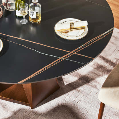 Aurelia Sintered Stone Round Dining Table 59"