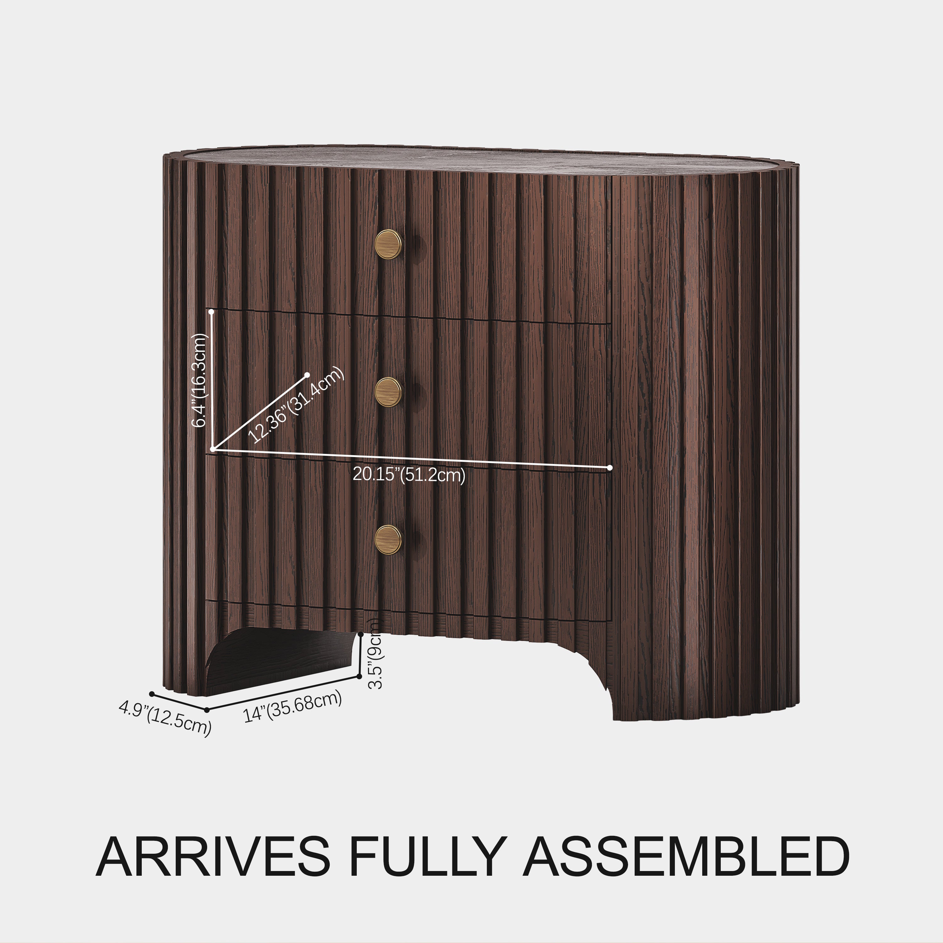 Sinclair Fluted Stone Nightstand