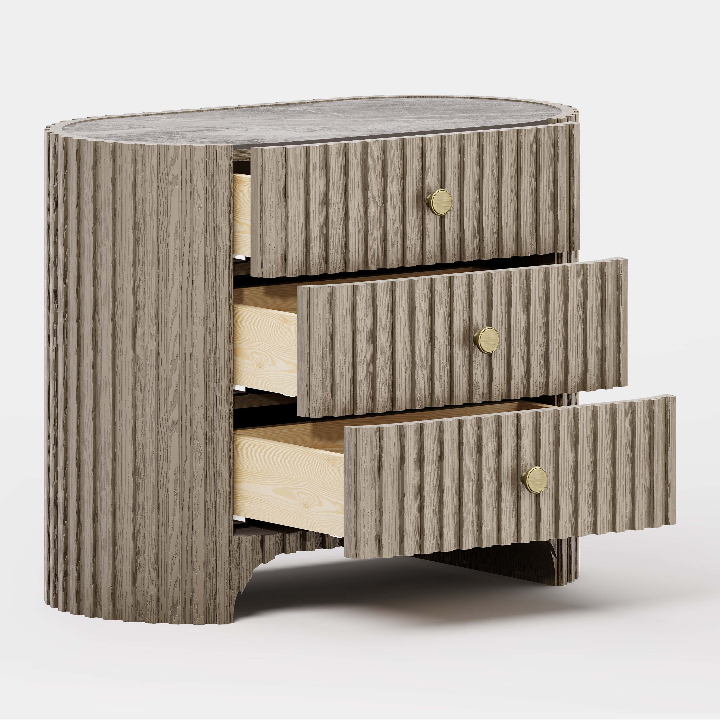 Sinclair Fluted Stone Nightstand 30"W