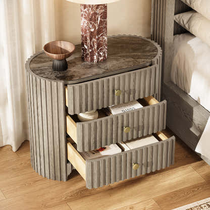 Sinclair Fluted Stone Nightstand 30"W
