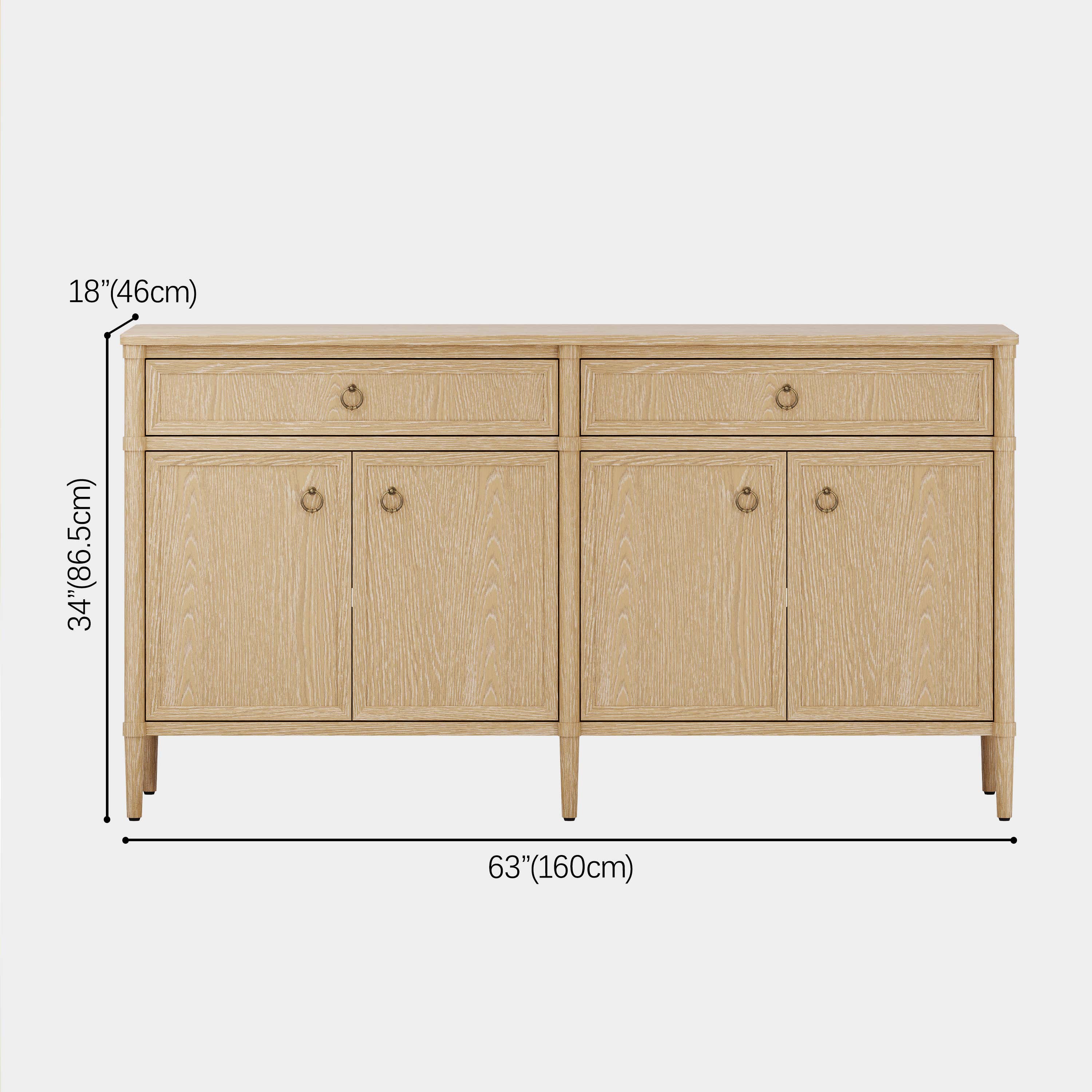 Maison Oak Finish 4-Door 2-Drawer Sideboard