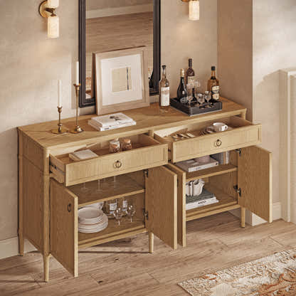 Maison Oak Finish 4-Door 2-Drawer Sideboard