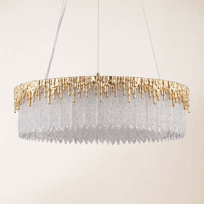 Rheo Crystal Glass Round Chandelier 24"D