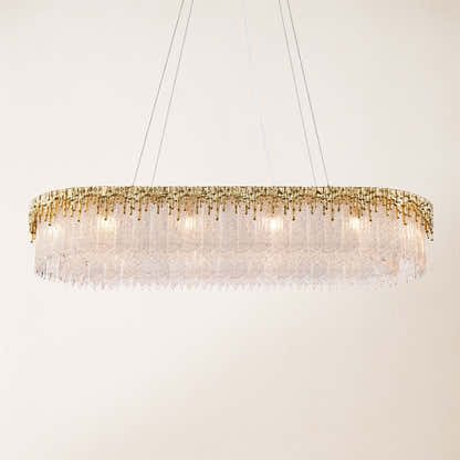 Rheo Crystal Glass Rectangular Chandelier 40"W
