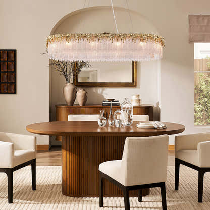 Rheo Crystal Glass Rectangular Chandelier 40"W