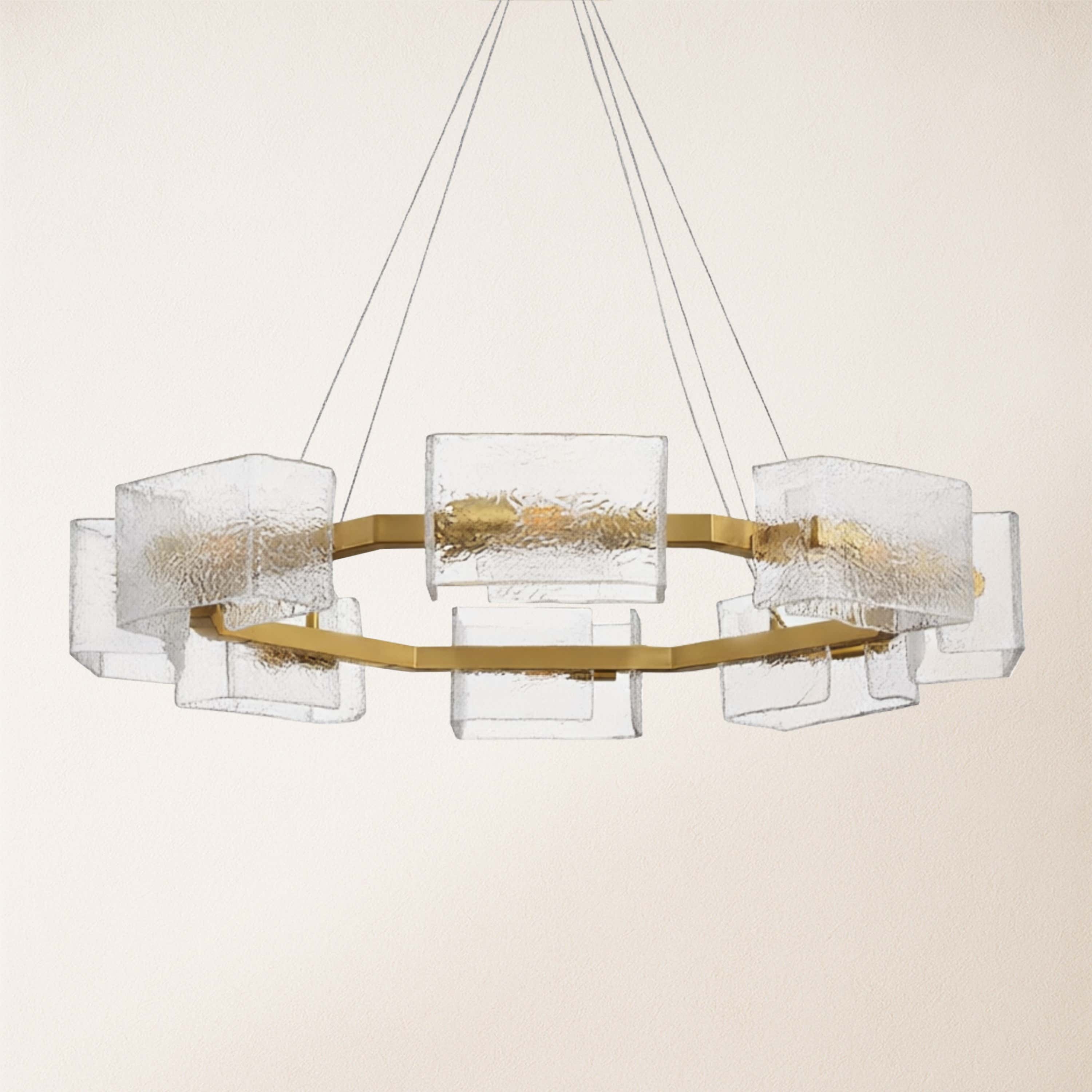 Vitreolith Glass Geometric Ring Chandelier 35"W