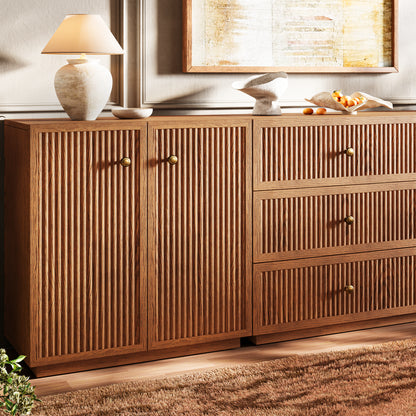 Avery Oak 3-Drawer Sideboard 90"W