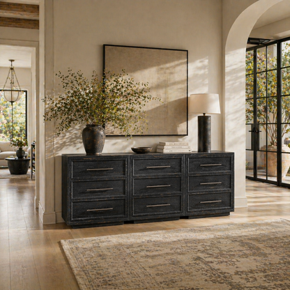 Alvar 91″ Oak 9-Drawer Chest(Set of 3)