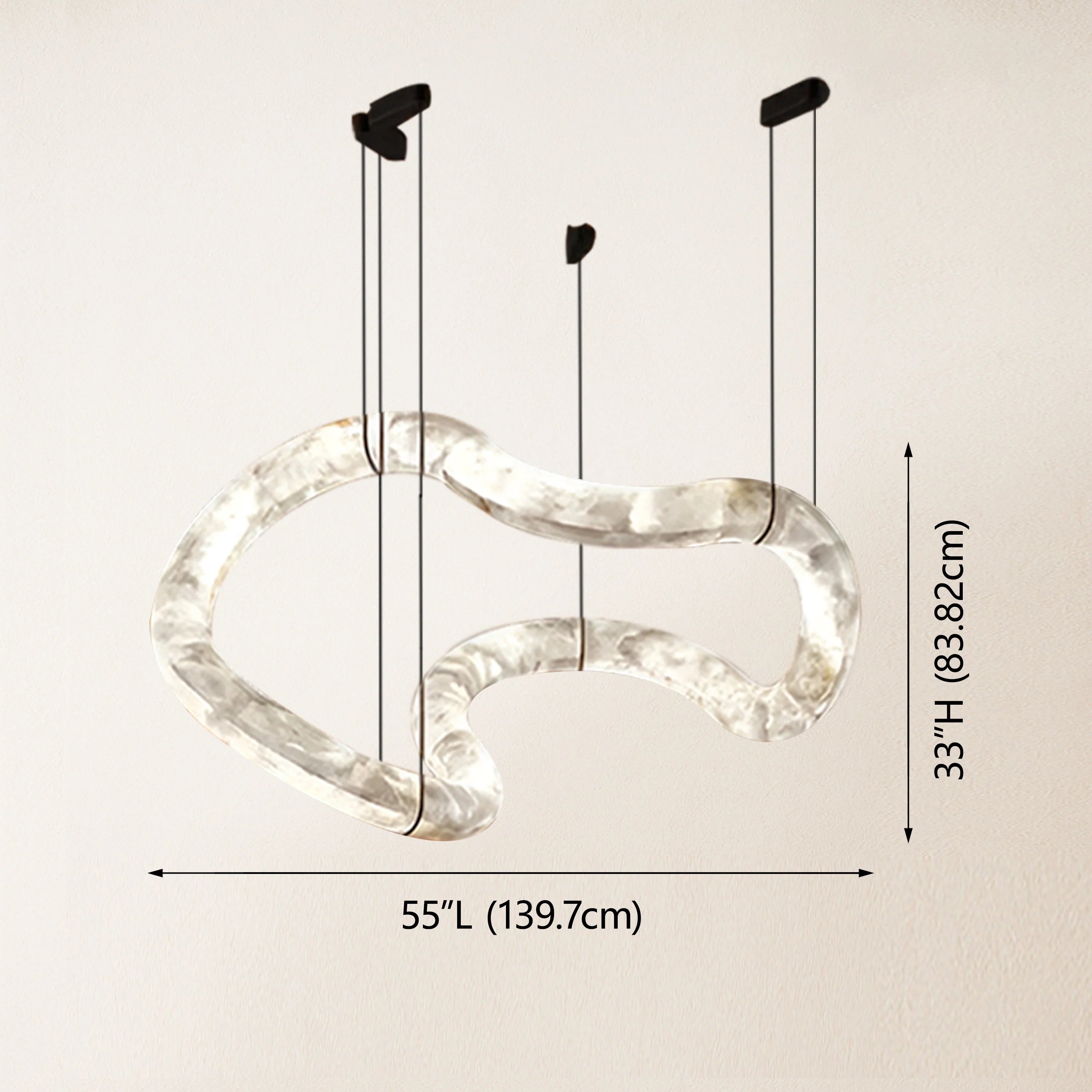Symmetrischer Infinity-Kronleuchter aus Alabaster, 140 cm