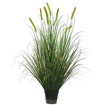 Künstlicher 8-köpfiger langer Katzenschwanz mit gebogenem Zwiebelgras-Bonsai, 18 cm hoch