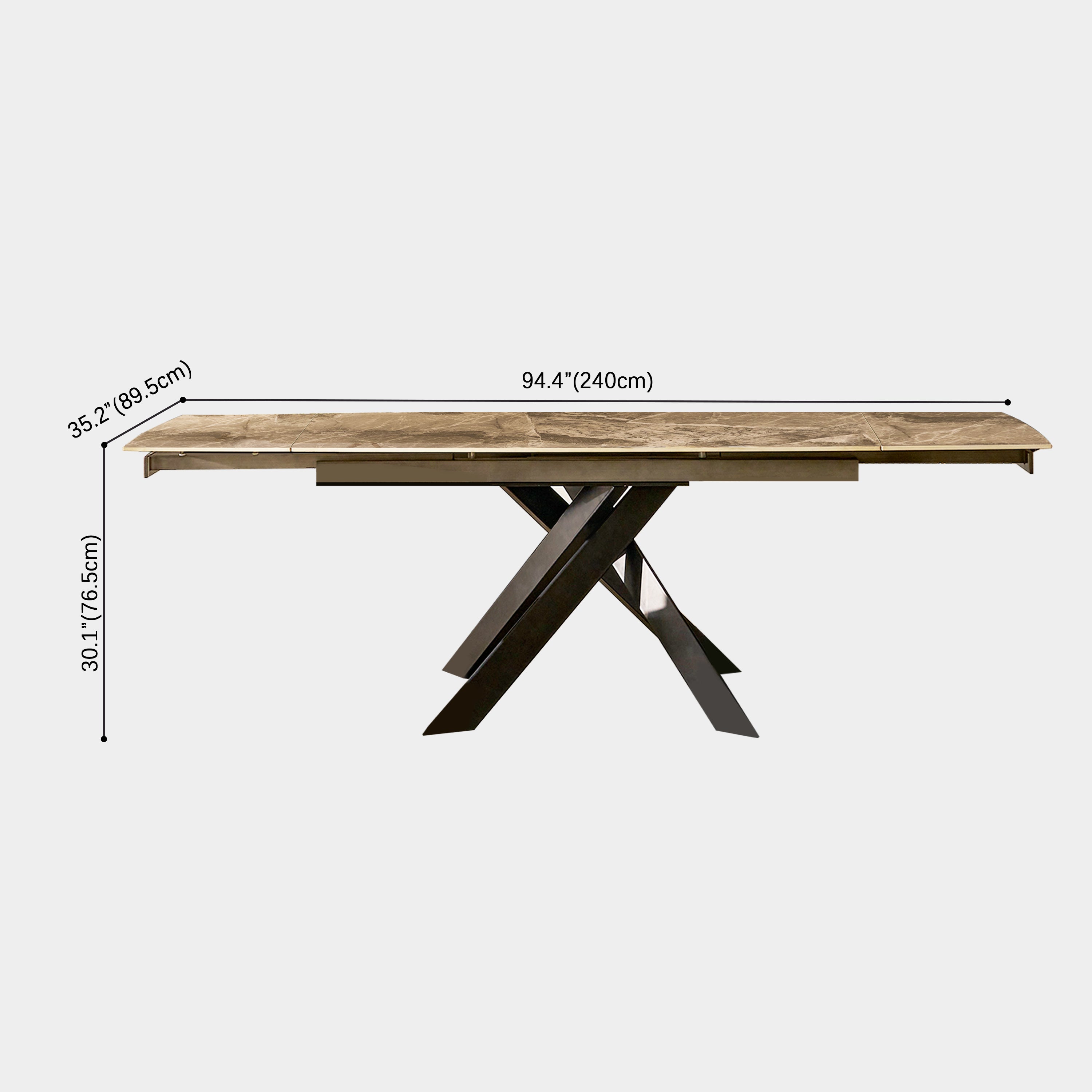 size-image  Labarthe Extended Rectangular Sintered Stone Dining Table 95"