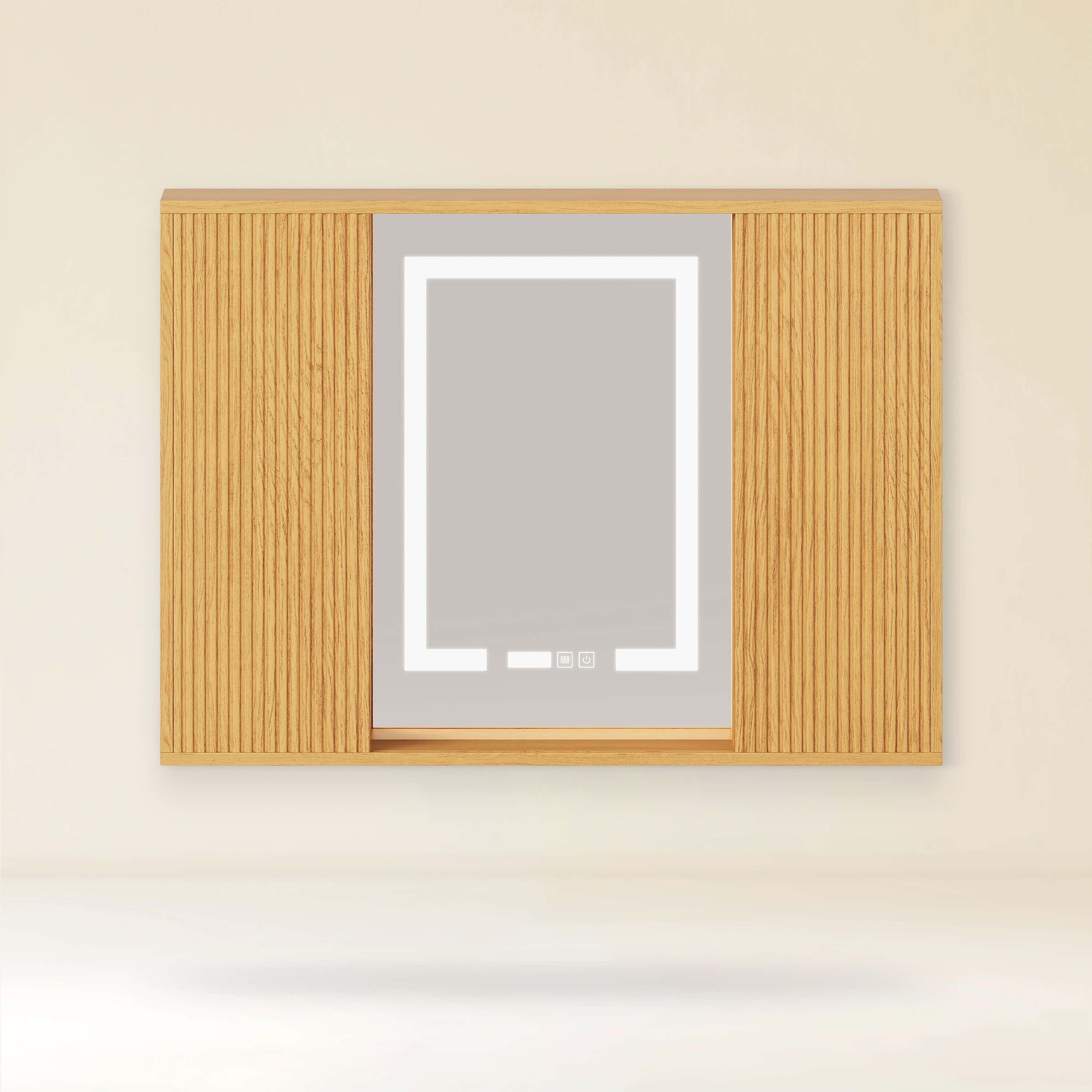 Isla Oak Bathroom Wall Mirror And Vanity Set