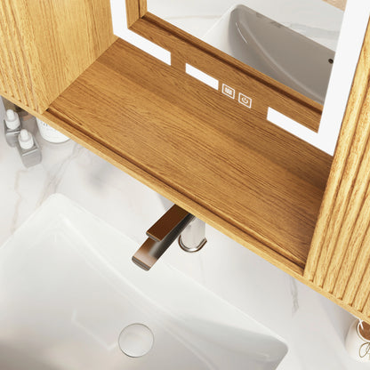 Isla Badezimmer-Wandspiegel aus Eiche, 89,9 cm