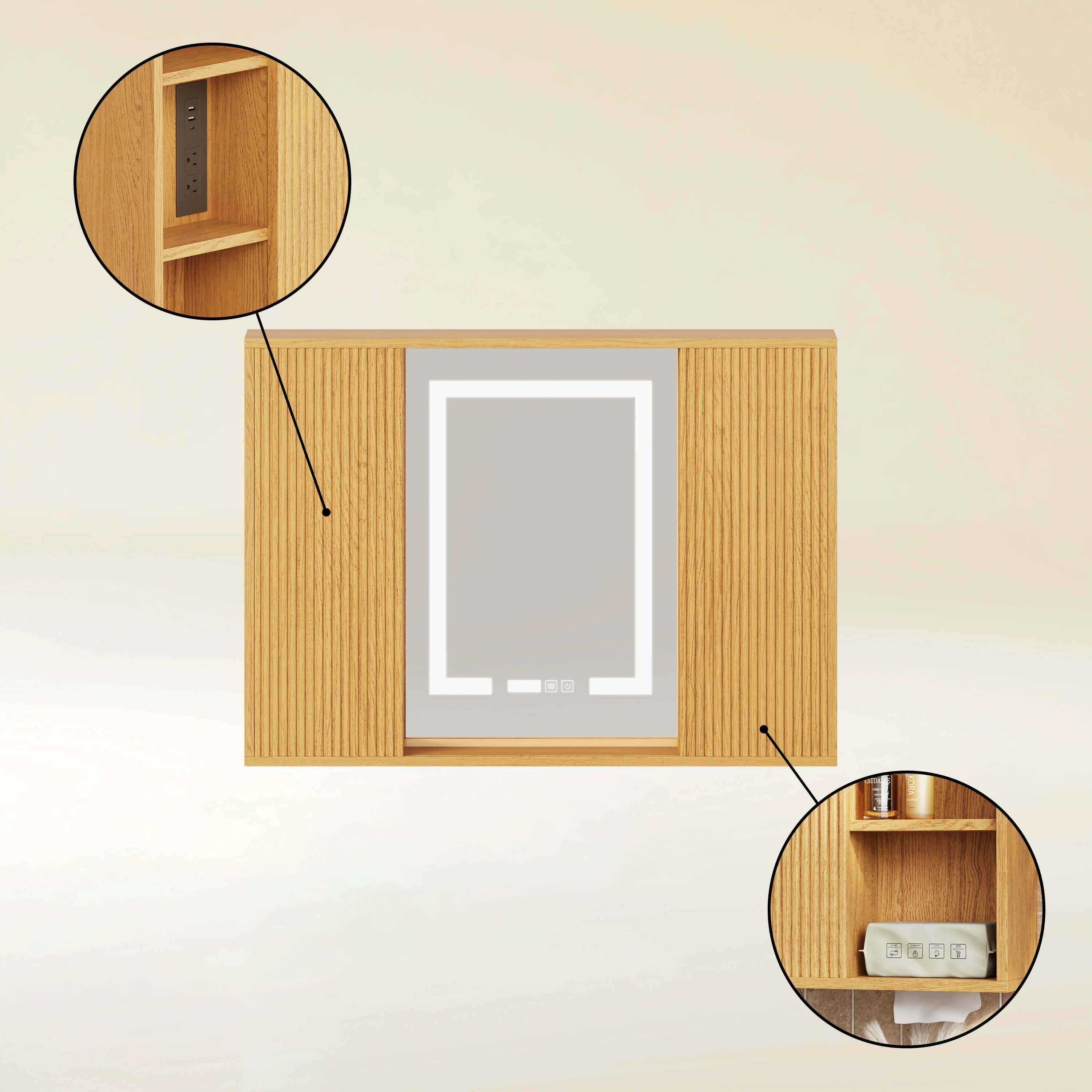 Isla Oak Bathroom Wall Mirror 36"