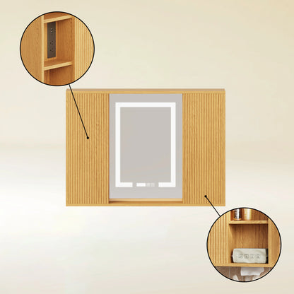 Isla Badezimmer-Wandspiegel aus Eiche, 89,9 cm
