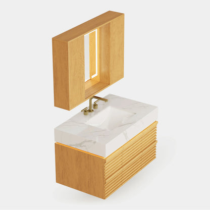 Isla Badezimmer-Wandspiegel aus Eiche, 89,9 cm