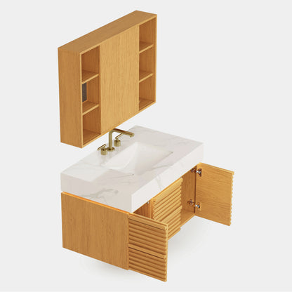 Isla Badezimmer-Wandspiegel aus Eiche, 89,9 cm