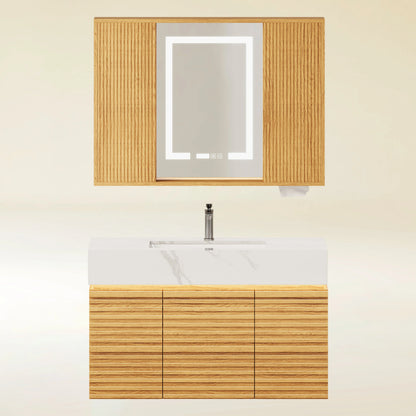 Isla Oak Bathroom Wall Mirror And Vanity Set
