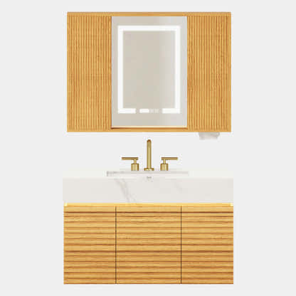 Isla Oak Bathroom Wall Mirror And Vanity Set