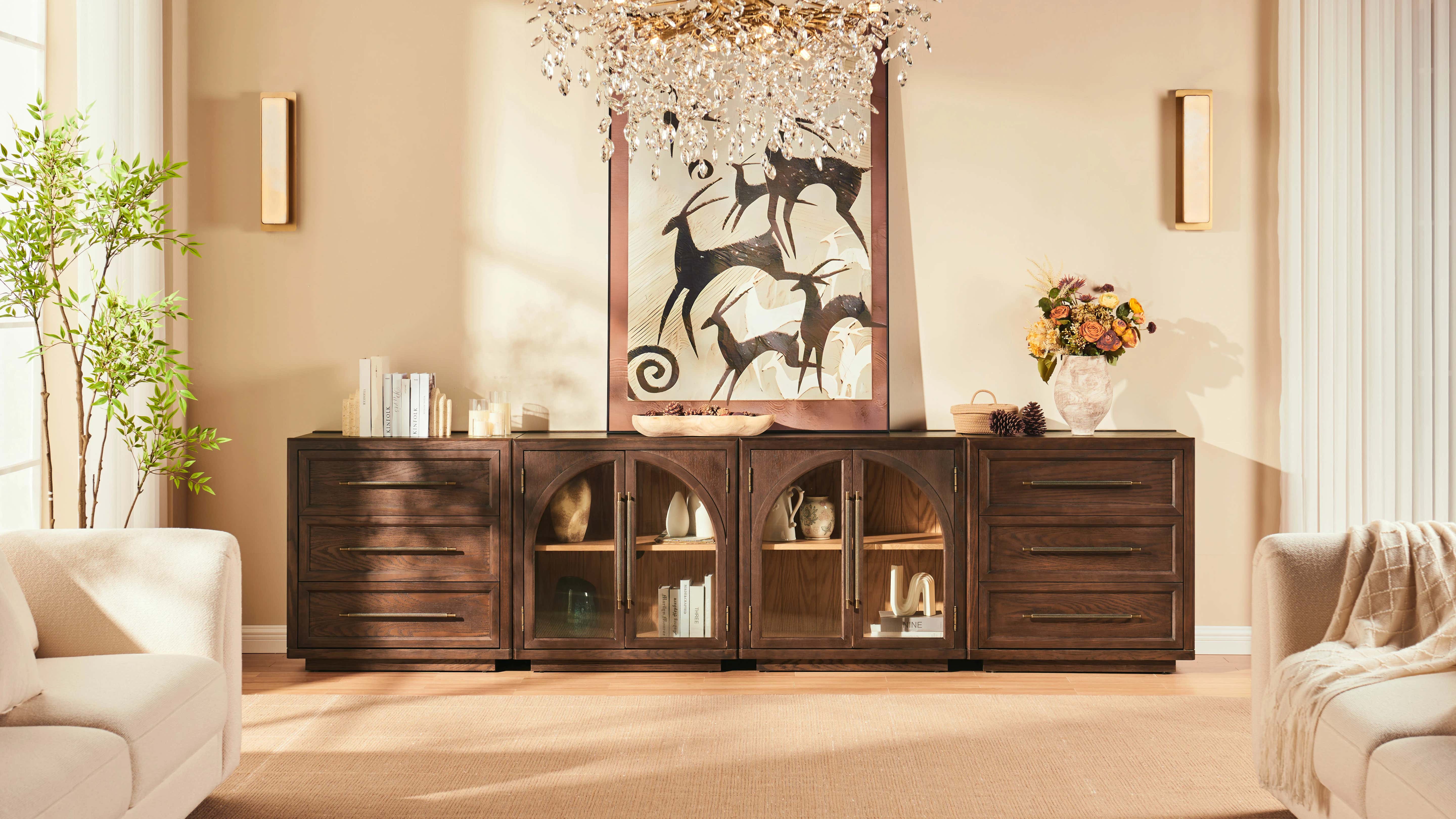 Alvar Arched 126″ Modulare Medienkonsole aus Eiche (4er-Set)