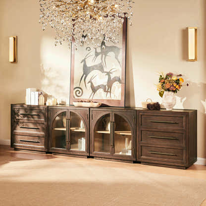 Alvar Arched 126″ Modulare Medienkonsole aus Eiche (4er-Set)