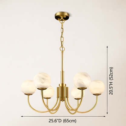 Modern Alabaster Round Art Chandelier 25.6"D#Finish_Gold