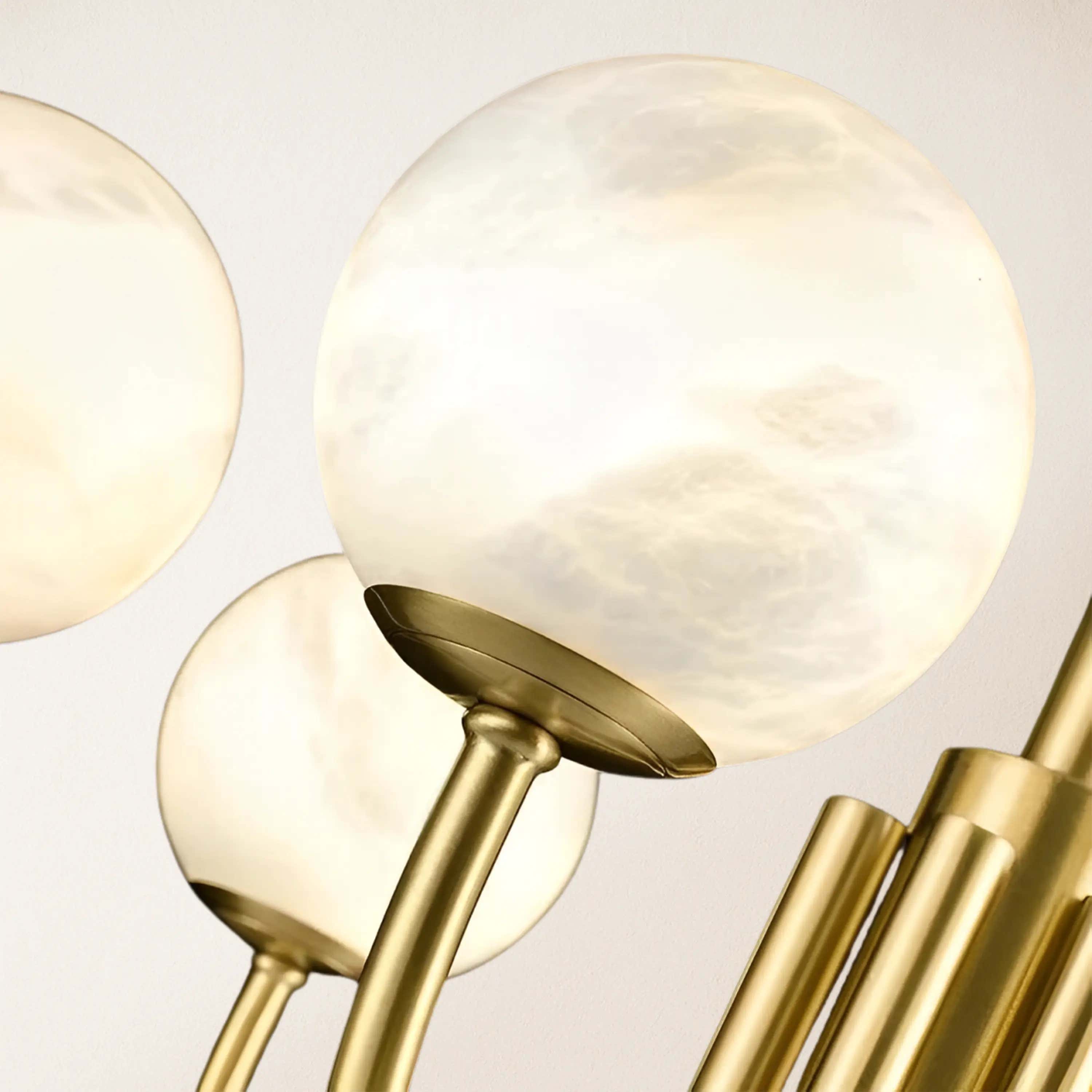 Modern Alabaster Round Art Chandelier 31.5"D#Finish_Gold