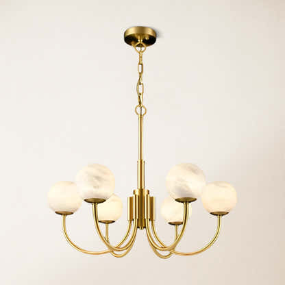 Modern Alabaster Round Art Chandelier 25.6"D#Finish_Gold