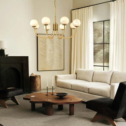 Modern Alabaster Round Art Chandelier 31.5"D#Finish_Gold