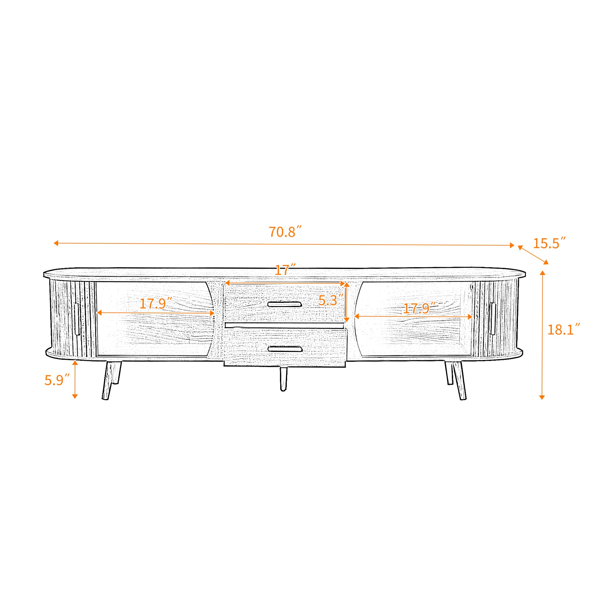 Maris Mid-Century Media Console 70.8"