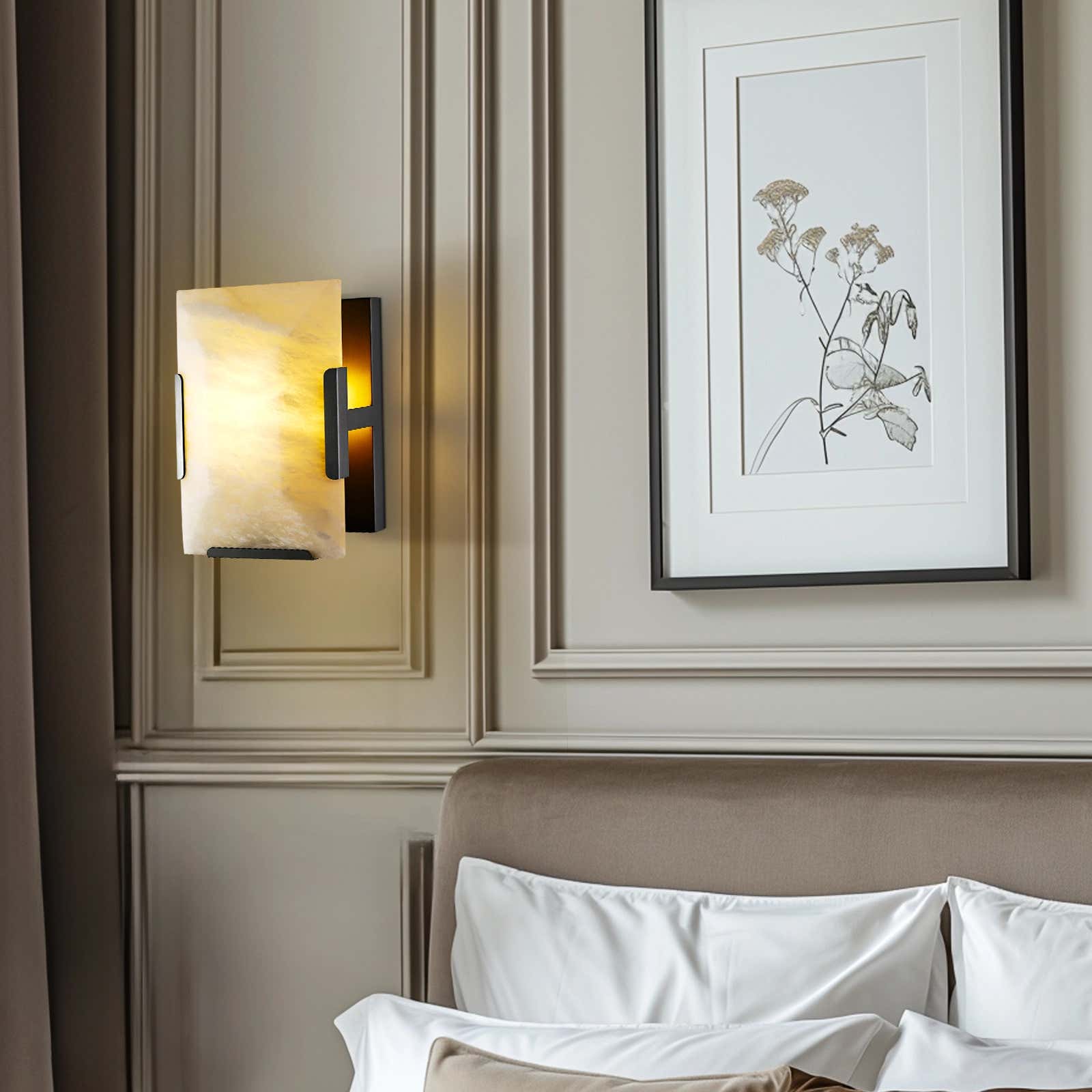 Maris Alabaster Wall Sconce 10"H#Finish_Black