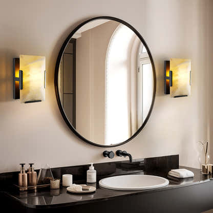 Maris Alabaster Wall Sconce 10"H#Finish_Black