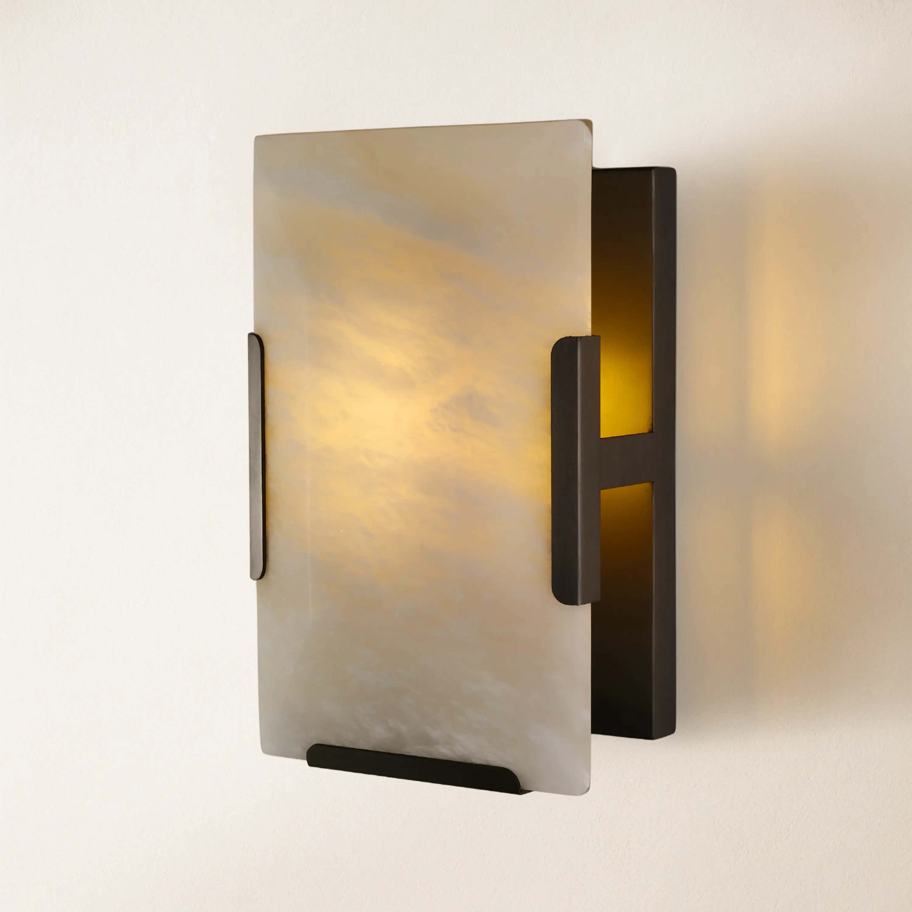 Maris Alabaster Wall Sconce 10"H#Finish_Black