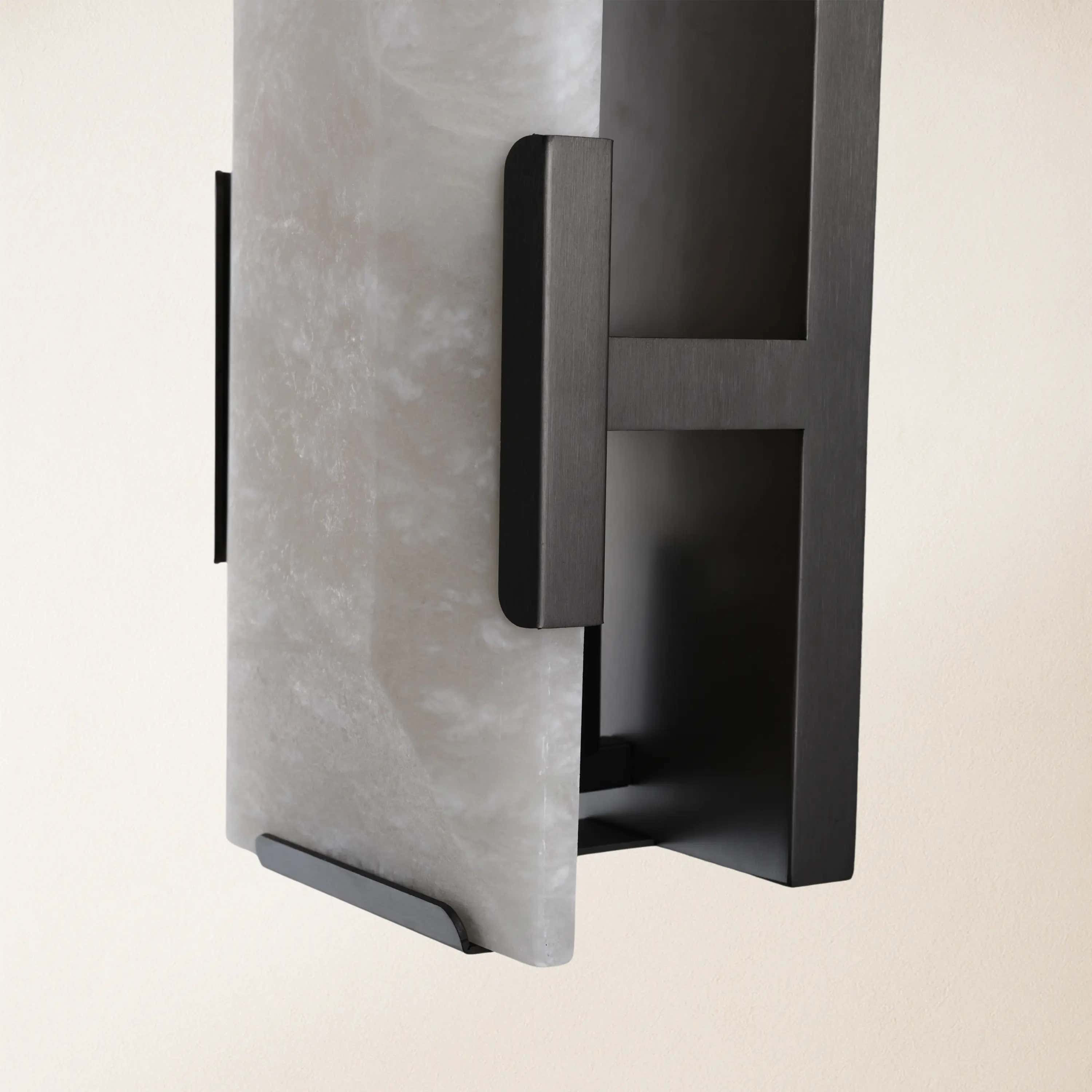 Maris Alabaster Wall Sconce 10"H#Finish_Black