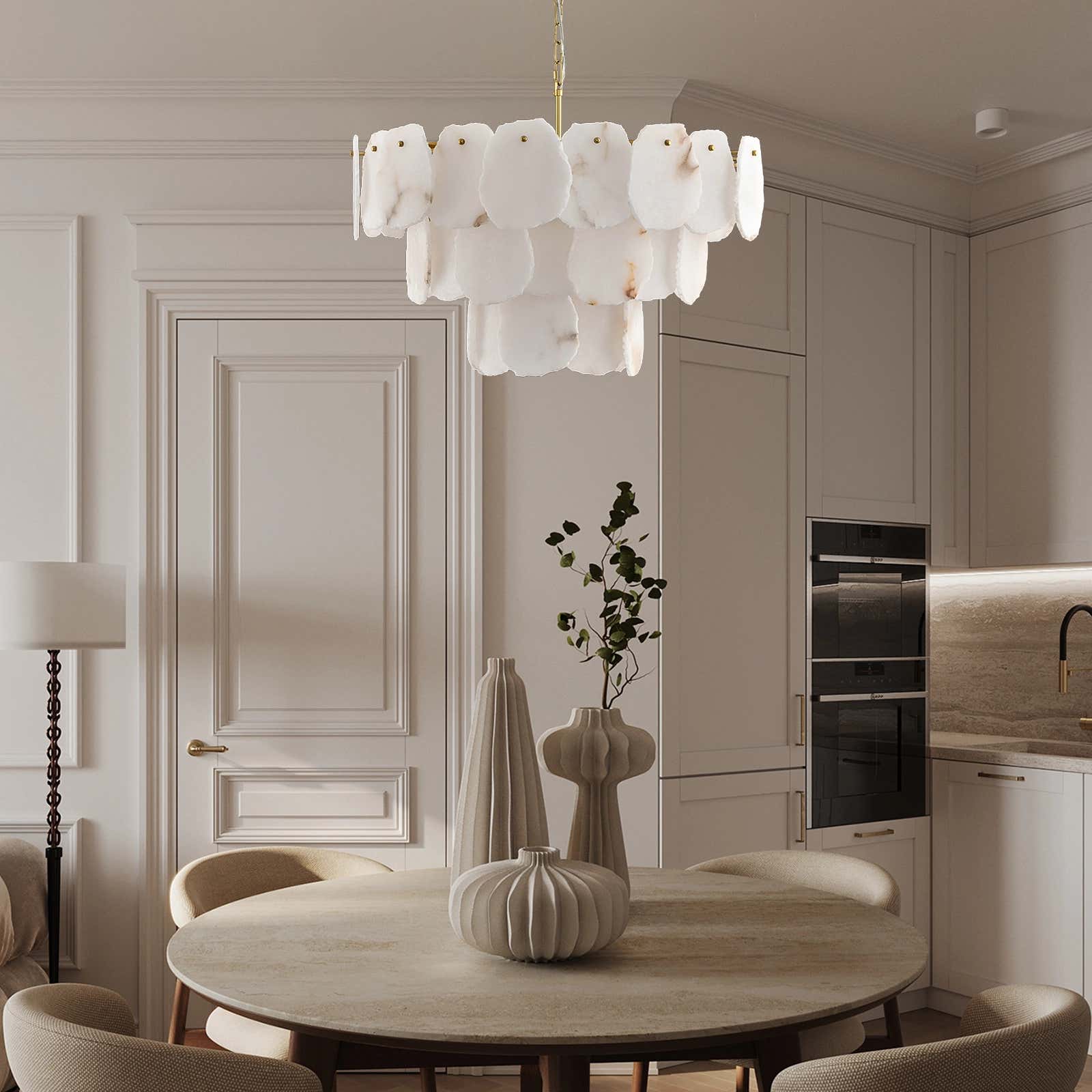 Moira Alabaster Multi-Tier Round Chandelier 32"D#Finish_Gold