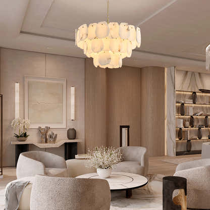 Moira Alabaster Multi-Tier Round Chandelier 32"D#Finish_Gold