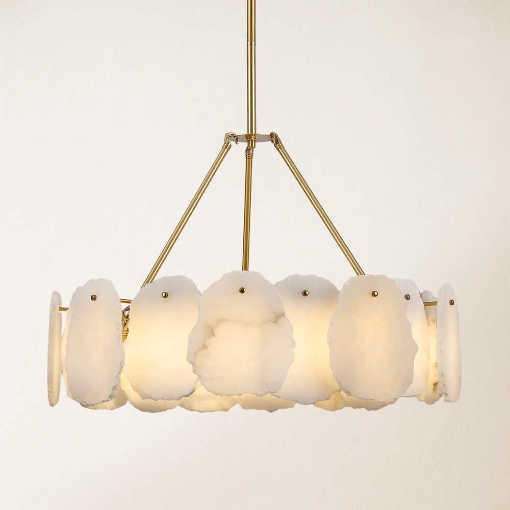 Moira Alabaster Round Chandelier 24"D#Finish_Gold