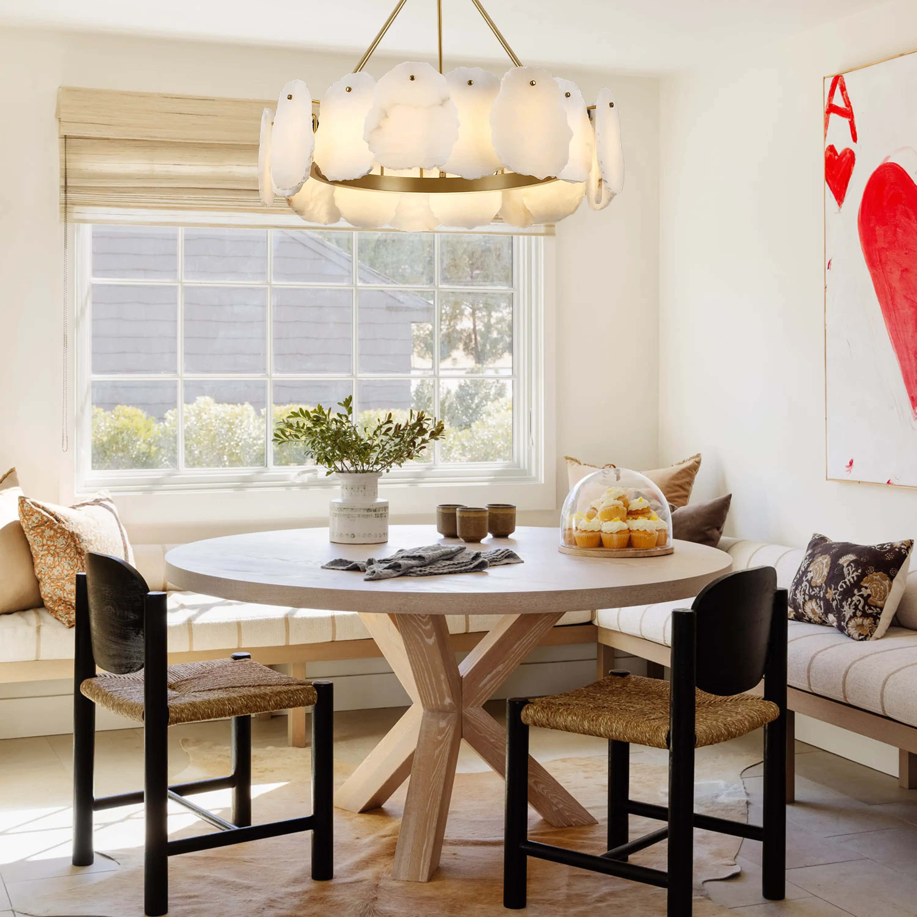 Moira Alabaster Round Chandelier 24"D#Finish_Gold