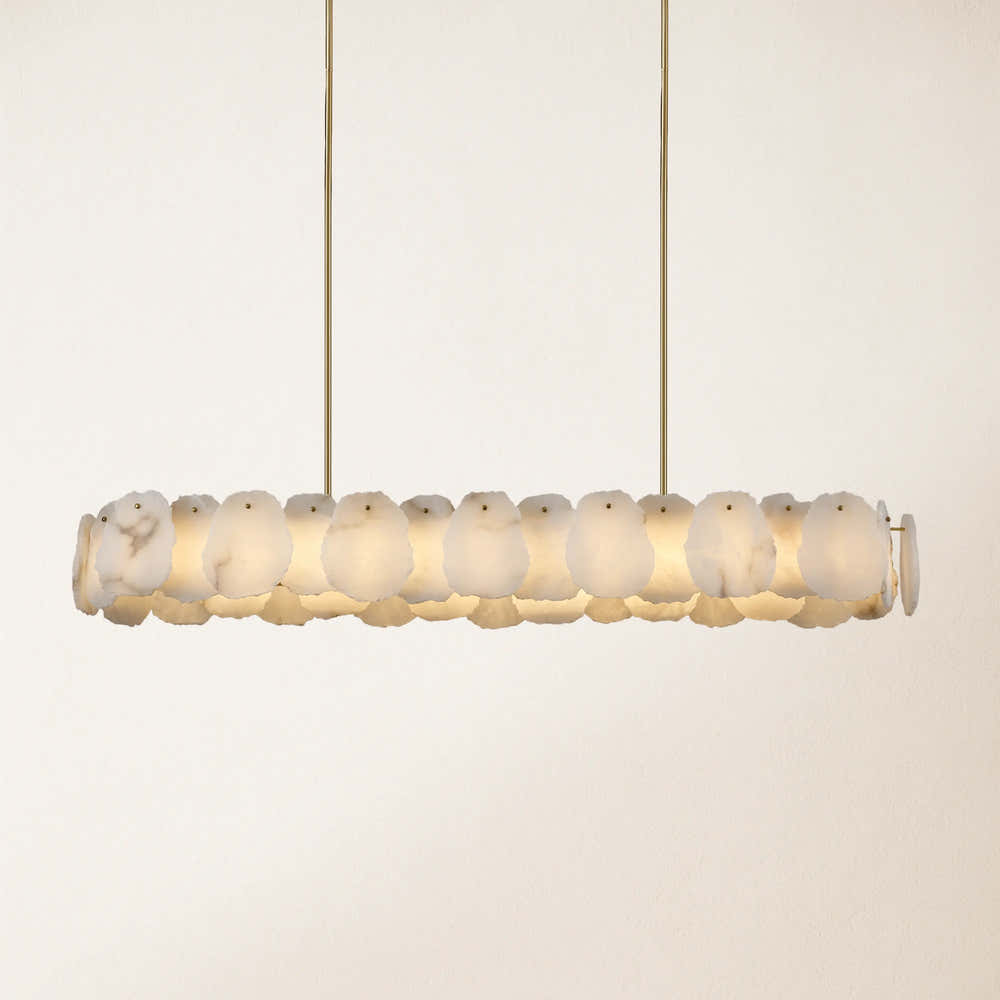 Moira Alabaster Oval Chandelier 58"W#Finish_Gold