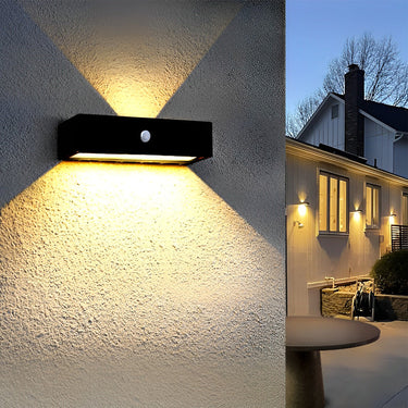 Wasserdichte LED-Auf- und Abwärtsbeleuchtung mit Bewegungsmelder, moderne Solar-Wandleuchte