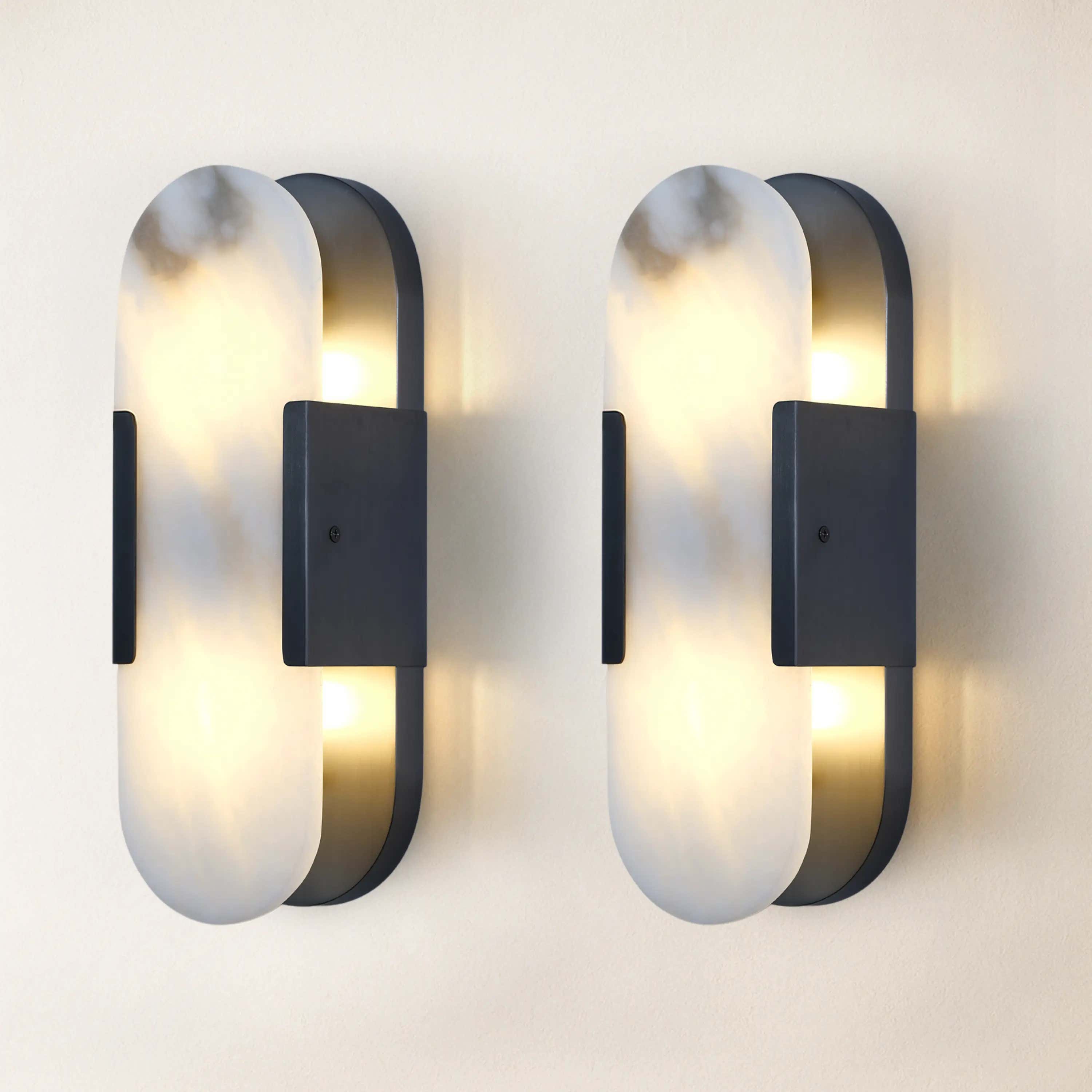 OpalEdge Alabaster Oval Wall Sconce 14"H#Finish_Black