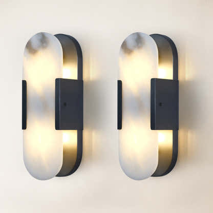 OpalEdge Alabaster Oval Wall Sconce 14"H#Finish_Black