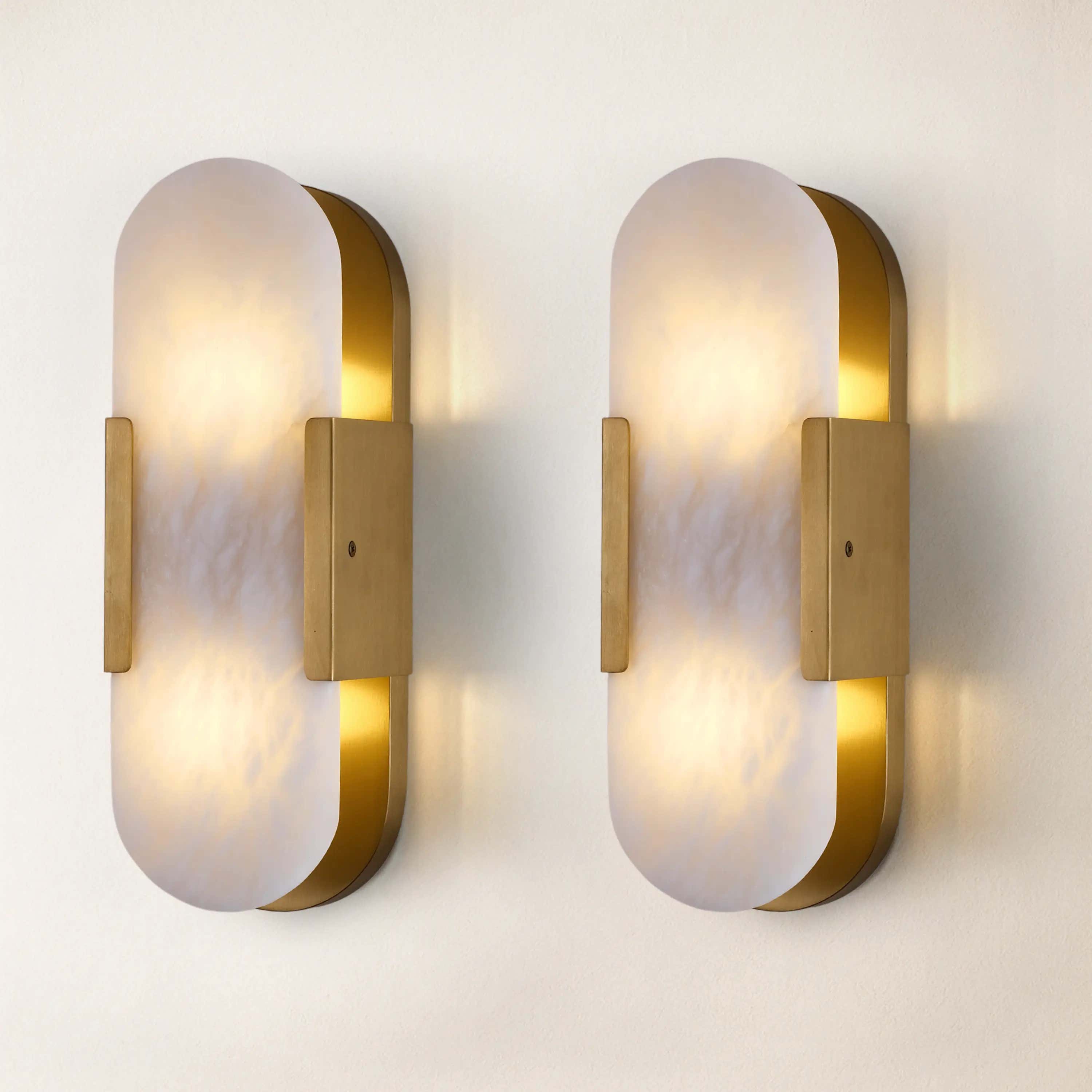 OpalEdge Alabaster Oval Wall Sconce 14"H#Finish_Gold